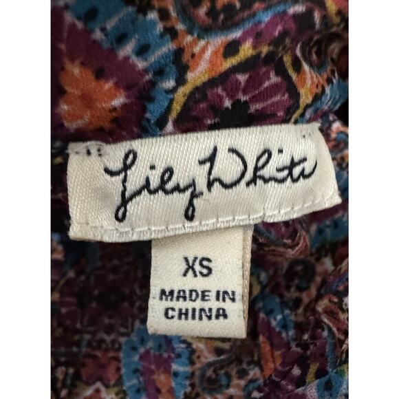 Lily White Flowy Open Shoulder Flutter Sleeve Blouse Women’s Size XS - Picture 9 of 11